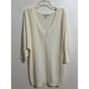 New York & Company 3/4 Sleeve Long Ivory Sweater Size Medium